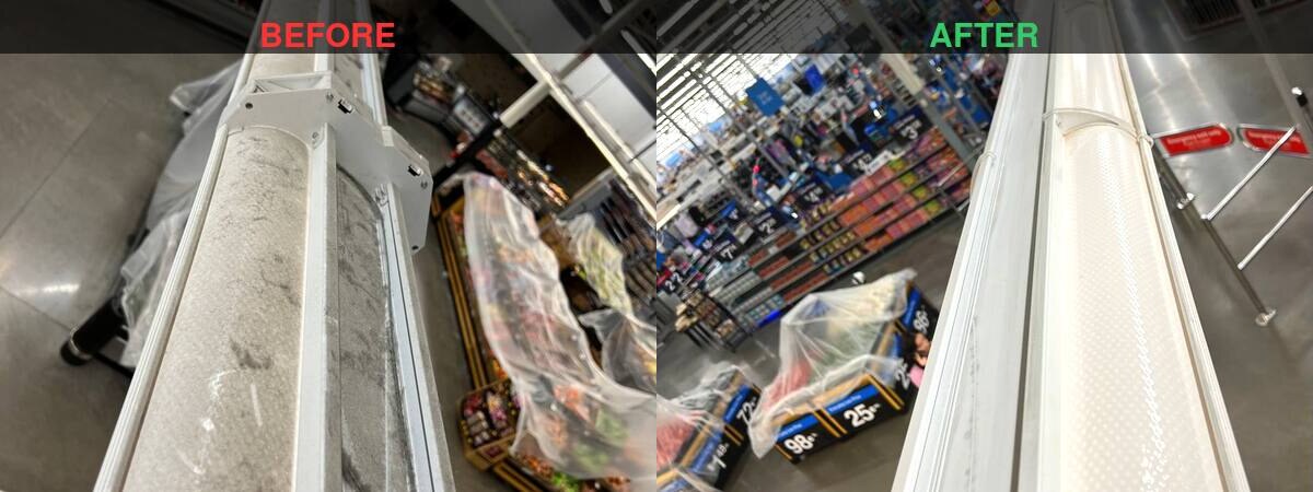 Light fixture before and after